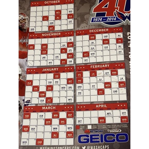 Washington Capitals 40th Anniversary Magnetic Schedule Hockey 2014-2015 Ovechkin - Picture 2 of 3